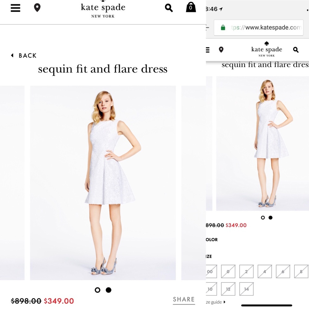 Stunning Kate Spade white sequin dress